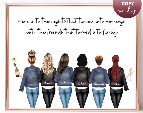Friends That Turned Into Family Six Girlfriends Quote Poster Friendship Gift