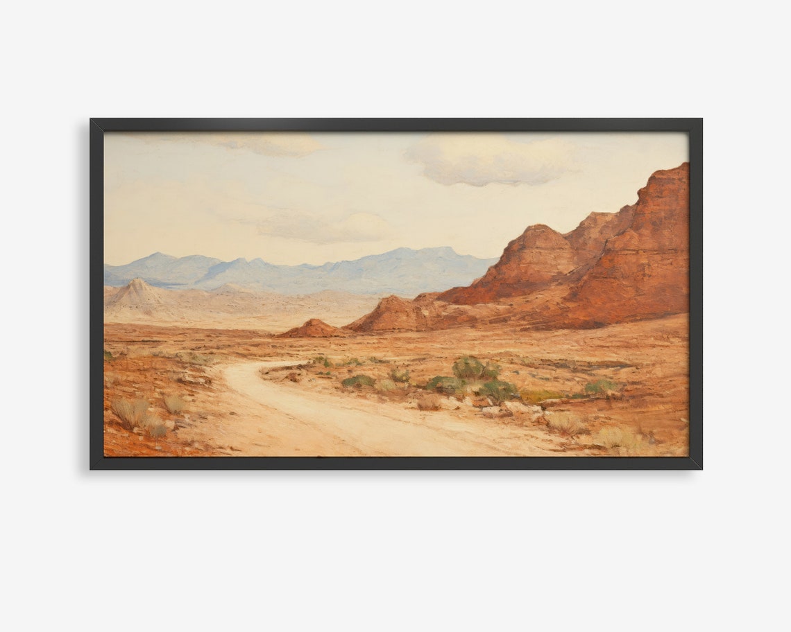 Desert Canyon Road Red Rock Landscape Frame TV Digital Art Poster