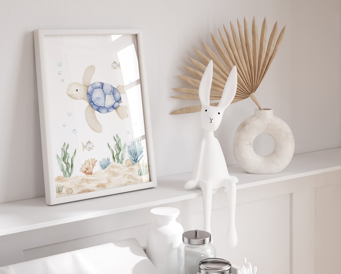 Sea Turtle Watercolor Poster, Under the Sea Nursery Wall Decor - Image 2