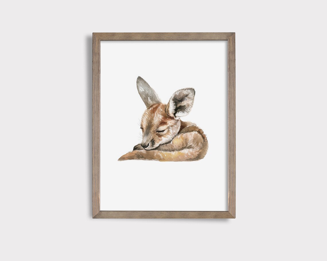 Sleeping Kangaroo Print, Aussie Nursery Decor Art Print