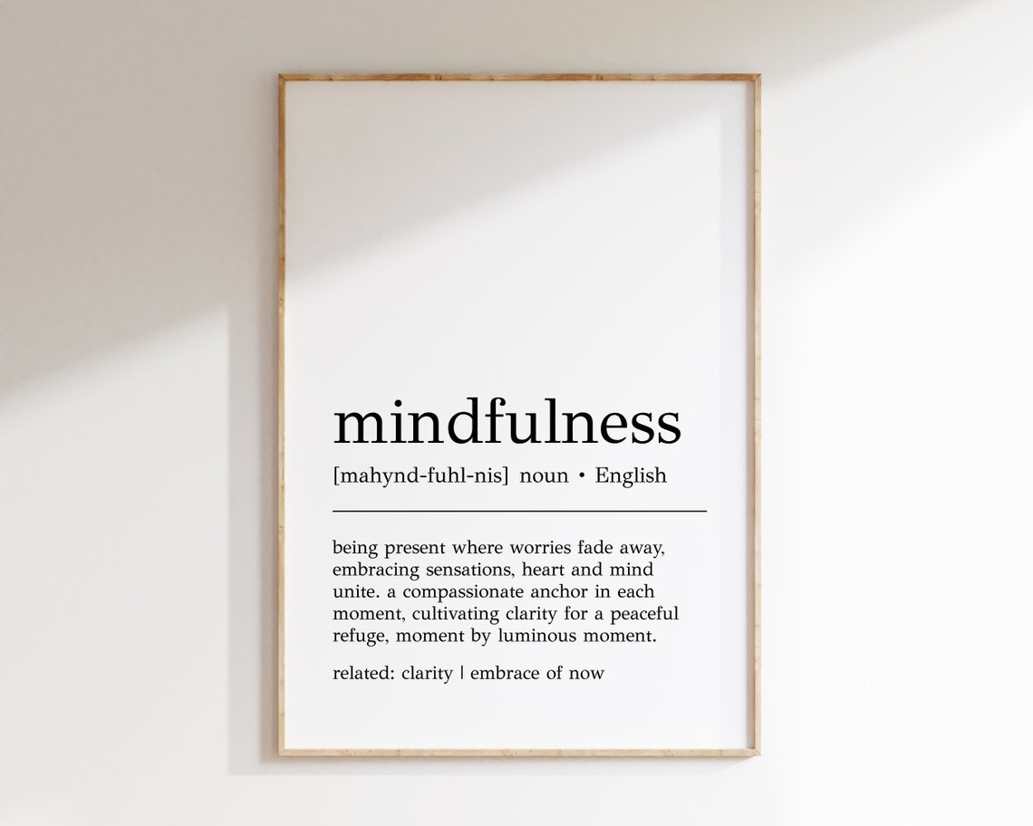 Mindfulness Definition Inspirational Typography Minimalist Poster