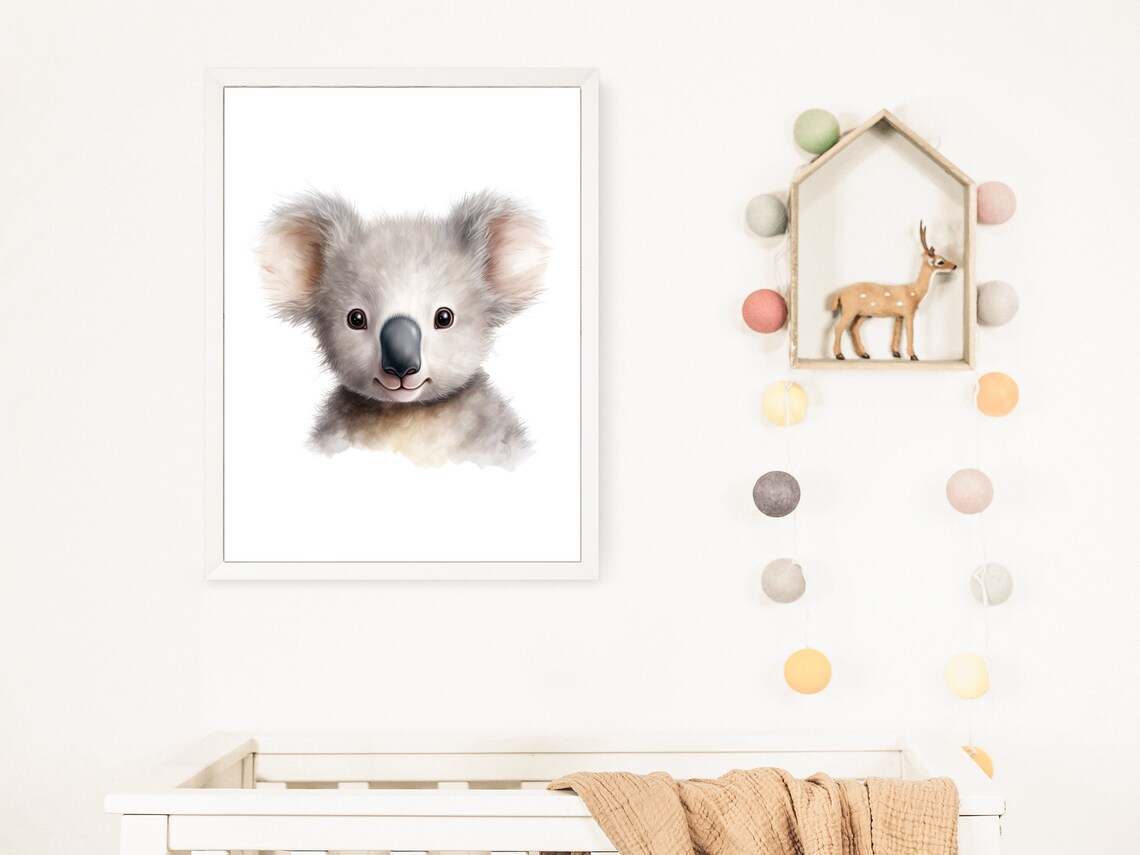Baby Koala Watercolor Portrait Cute Nursery Animal Art Poster - Image 2