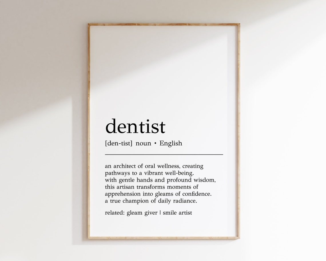 Dentist Definition Dictionary Style Inspirational Dental Office Poster