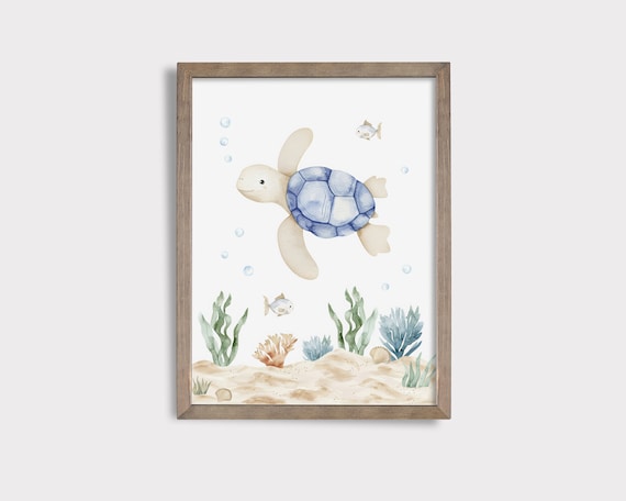 Turtle Nursery Print Cute Ocean Animal Print Sea Nursery Decor Sea Animal Print Under The Sea Nursery Art Playroom Decor