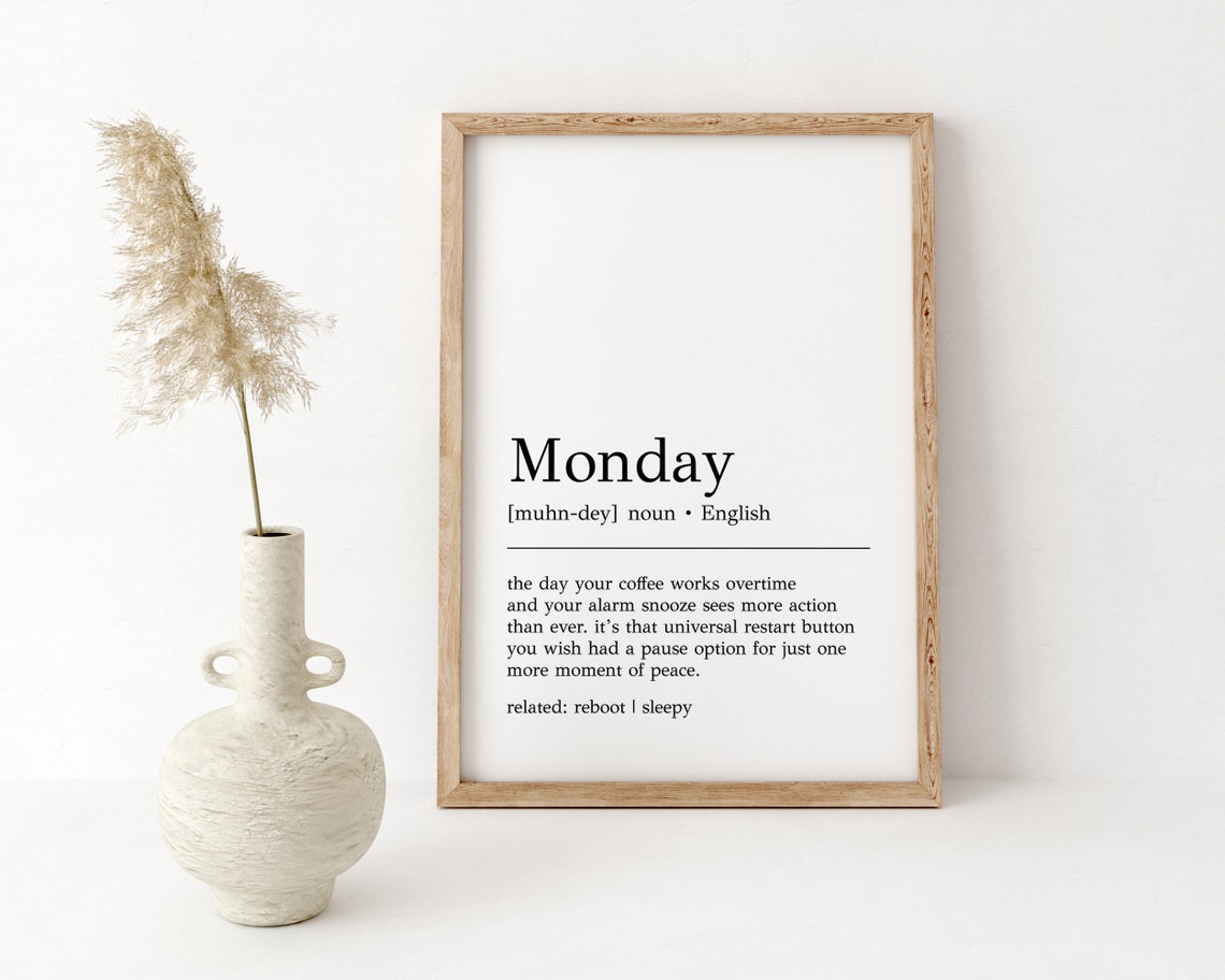 Monday Definition Print Funny Office Decor Monday Wall Art Home Office Wall Art Print Monday Print Cubicle Decor - Image 2