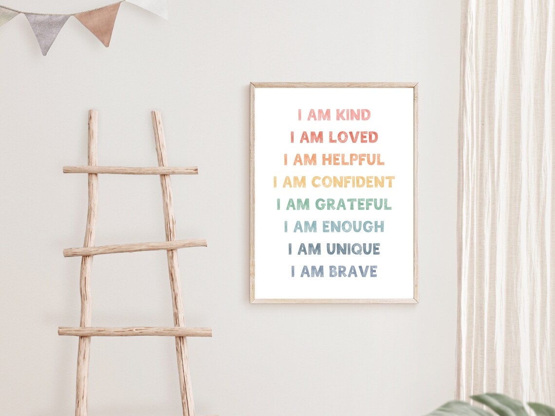 Rainbow Kids Affirmations Positive Inspirational Nursery Poster - Image 2