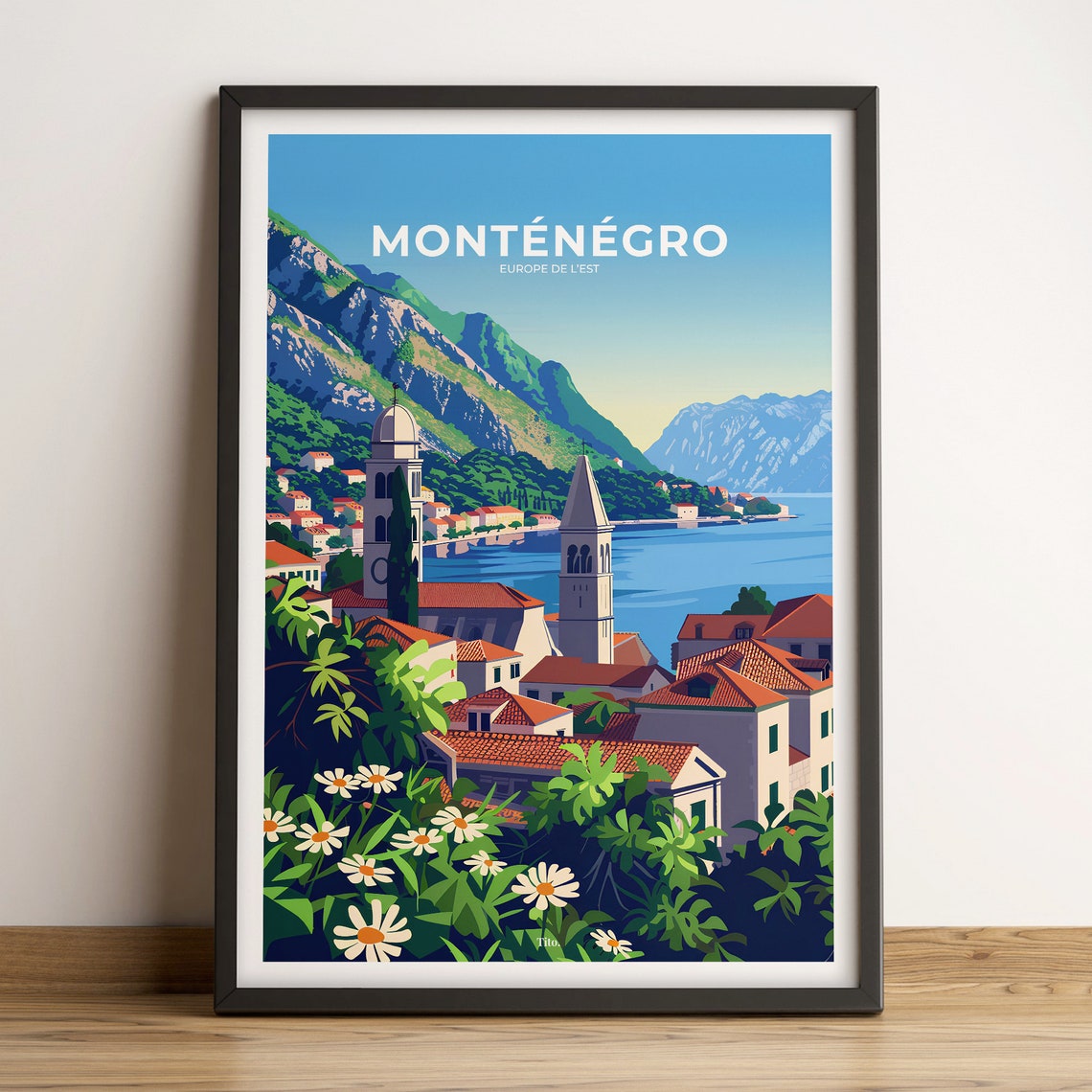 Montenegro Kotor Bay Mountain Scenic Coastline Travel Poster