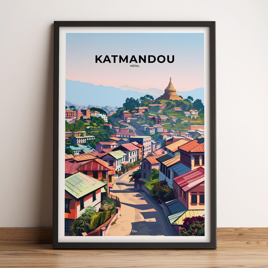 Kathmandu Nepal City Street Golden Temple Cityscape Travel Poster