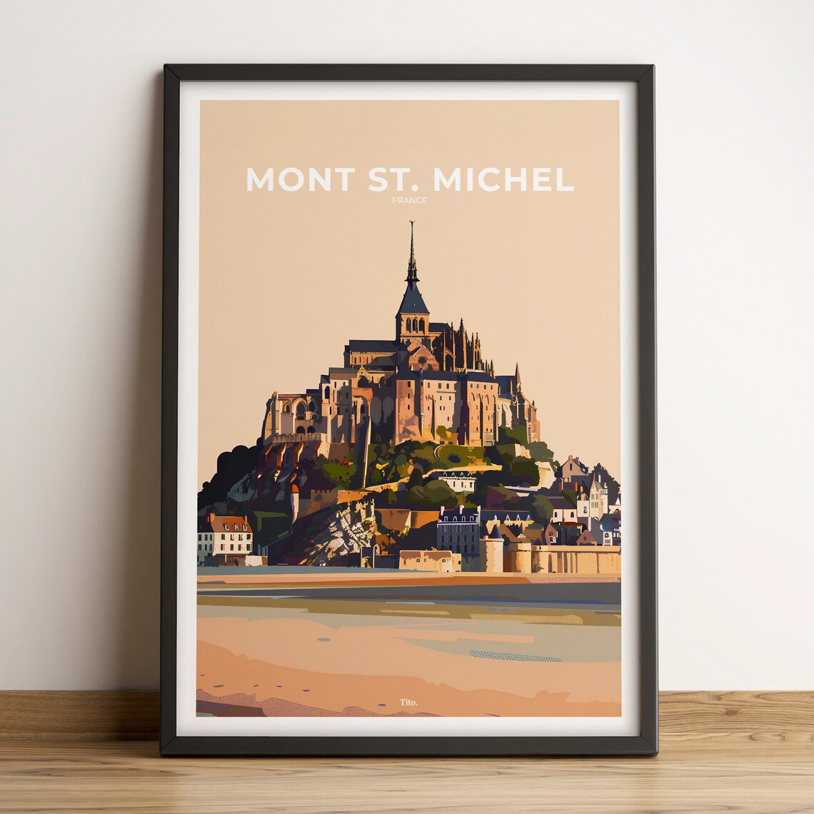 Mont St Michel France Abbey Island Landmark Travel Art Poster