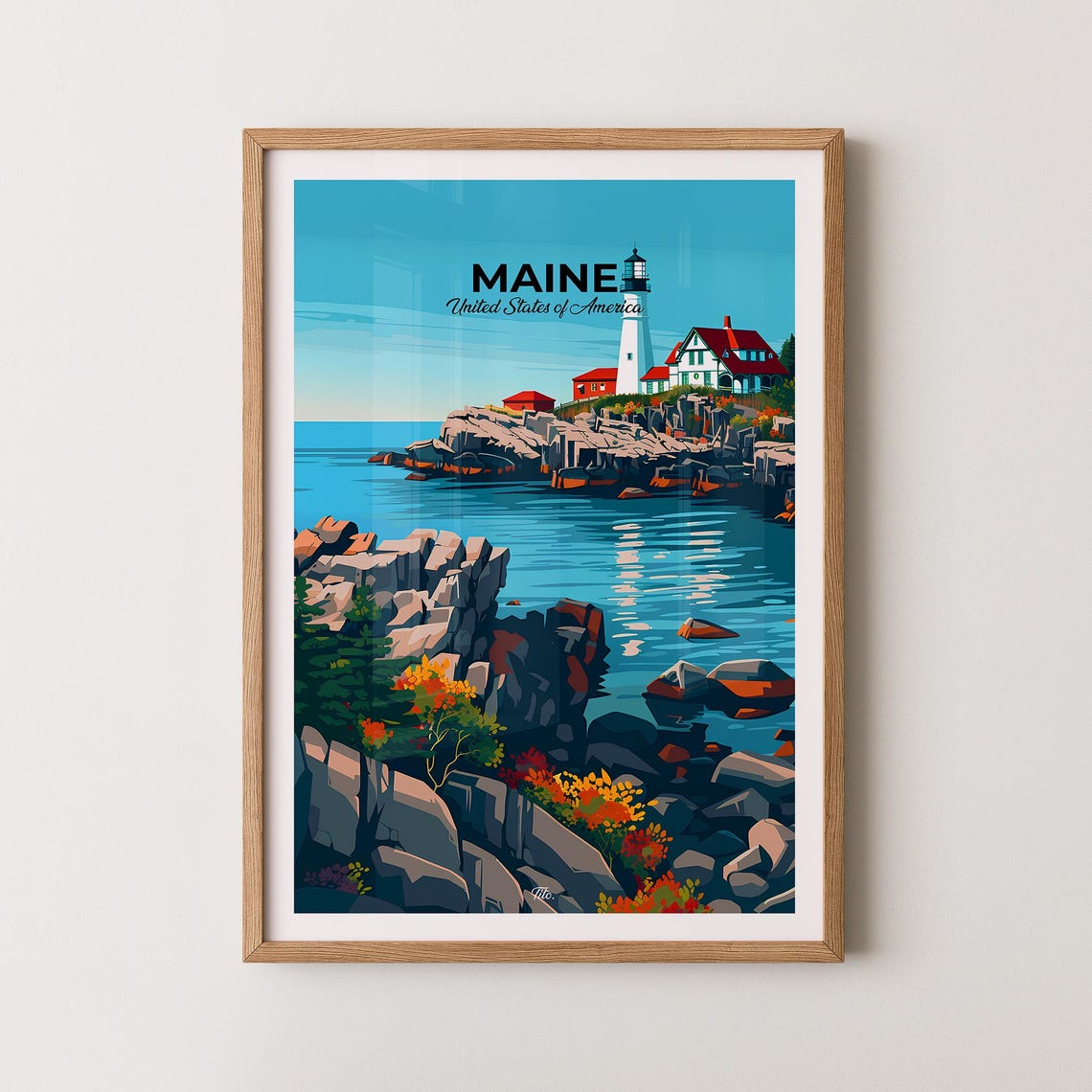 Maine Poster Maine Travel Poster Maine Art Print Maine Wall Art Usa Poster Gift For Travelers