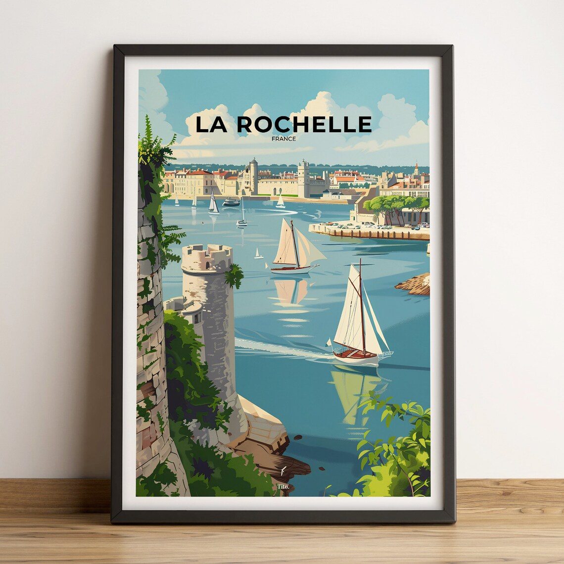 La Rochelle France Atlantic Harbor Sailboats Towers Travel Poster