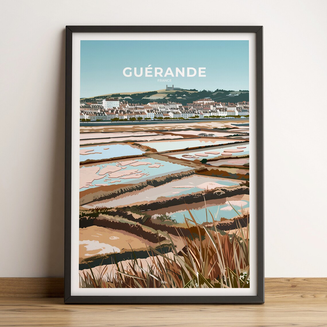 Guérande France Salt Pans Vintage Style Coastal Travel Poster