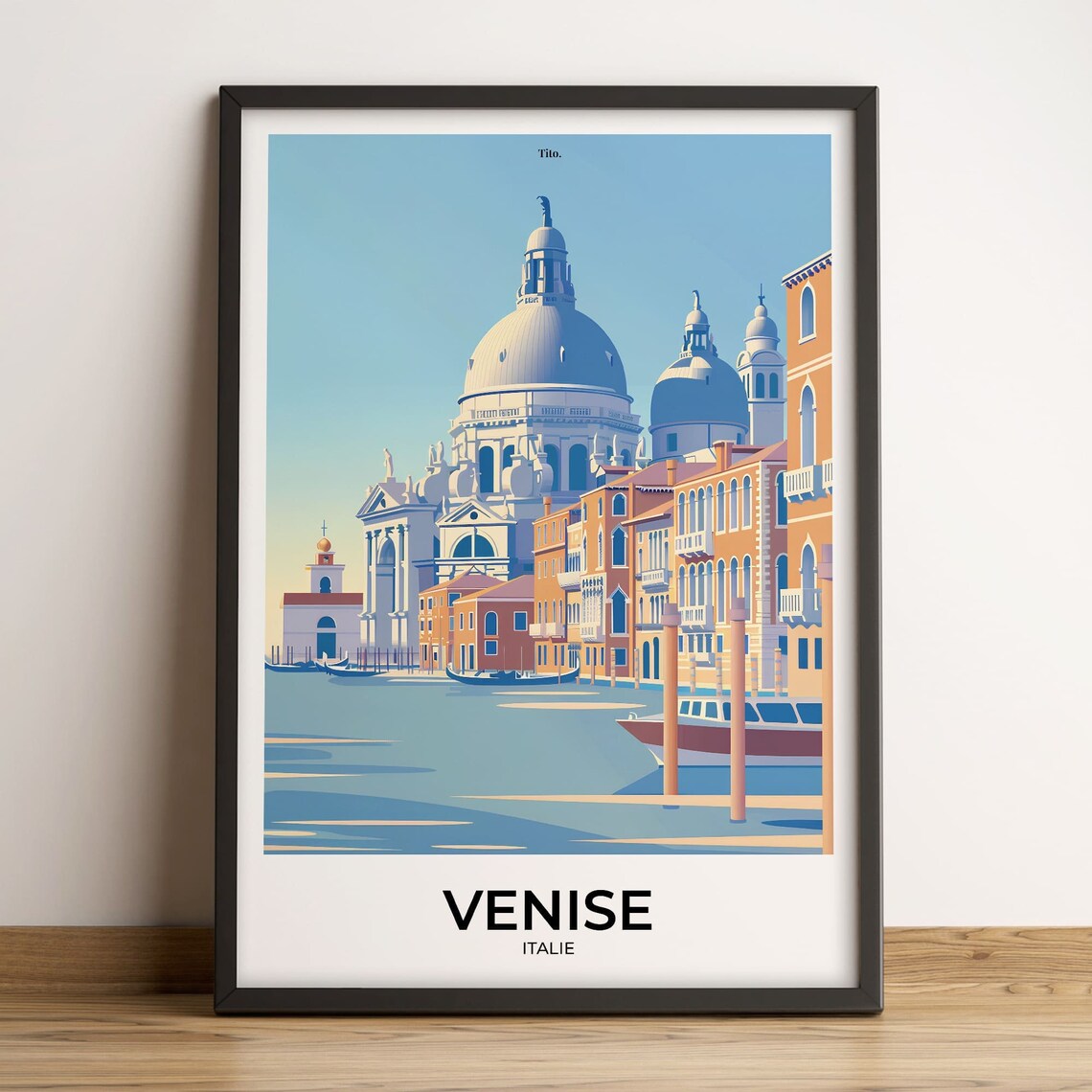 Venice Italy Grand Canal Salute Basilica Vintage Travel Poster