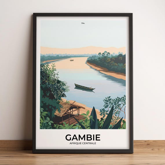 Gambia Poster Gambia Travel Poster Gambia Art Print Gambia Poster Gambia In Central Africa Travel Gift