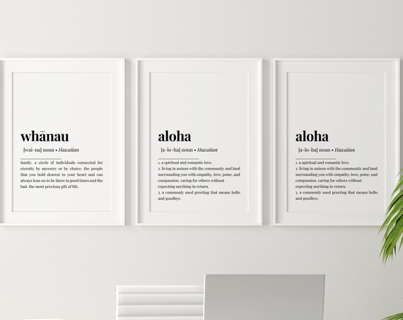 Hawaiian Wall Art Bundle Print Aloha Ohana Whanau Hawaiian Wall Art Hawaiian Print Hawaiian Poster Minimalist Decor