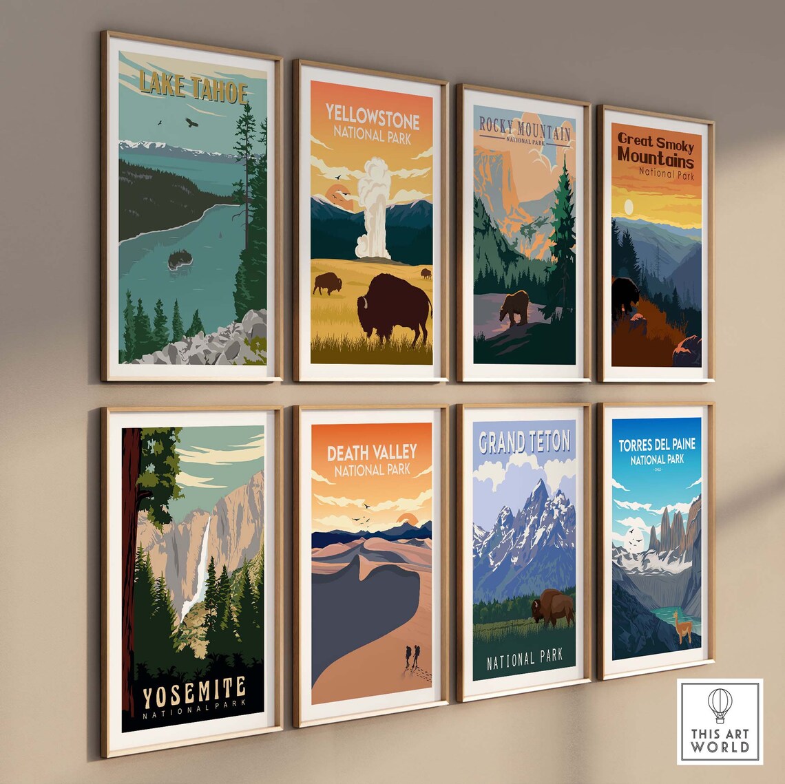 Lake Tahoe Vintage Island Lake Pines Retro Travel Art Poster - Image 3