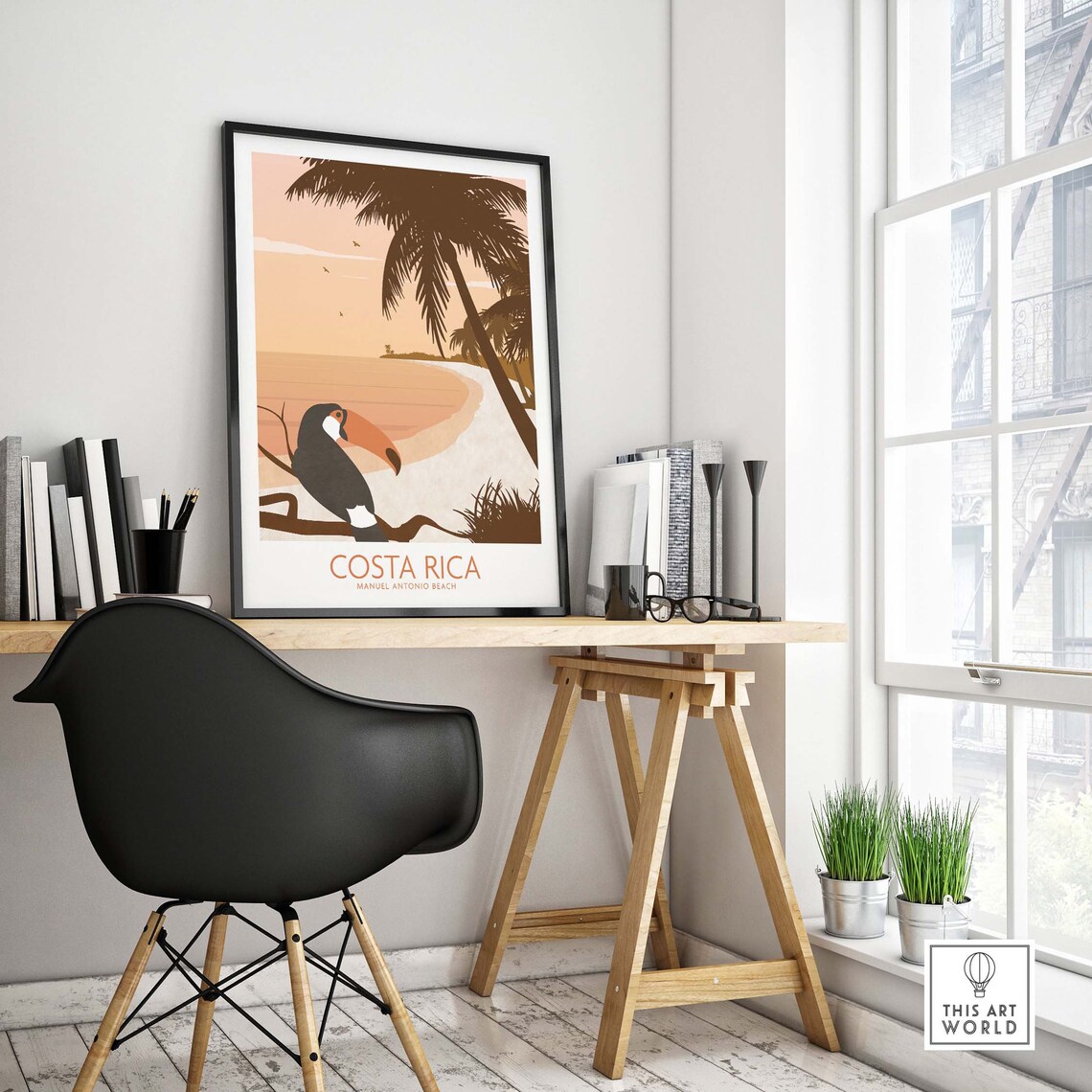 Costa Rica Tropical Beach Travel Poster, Toucan - Image 4