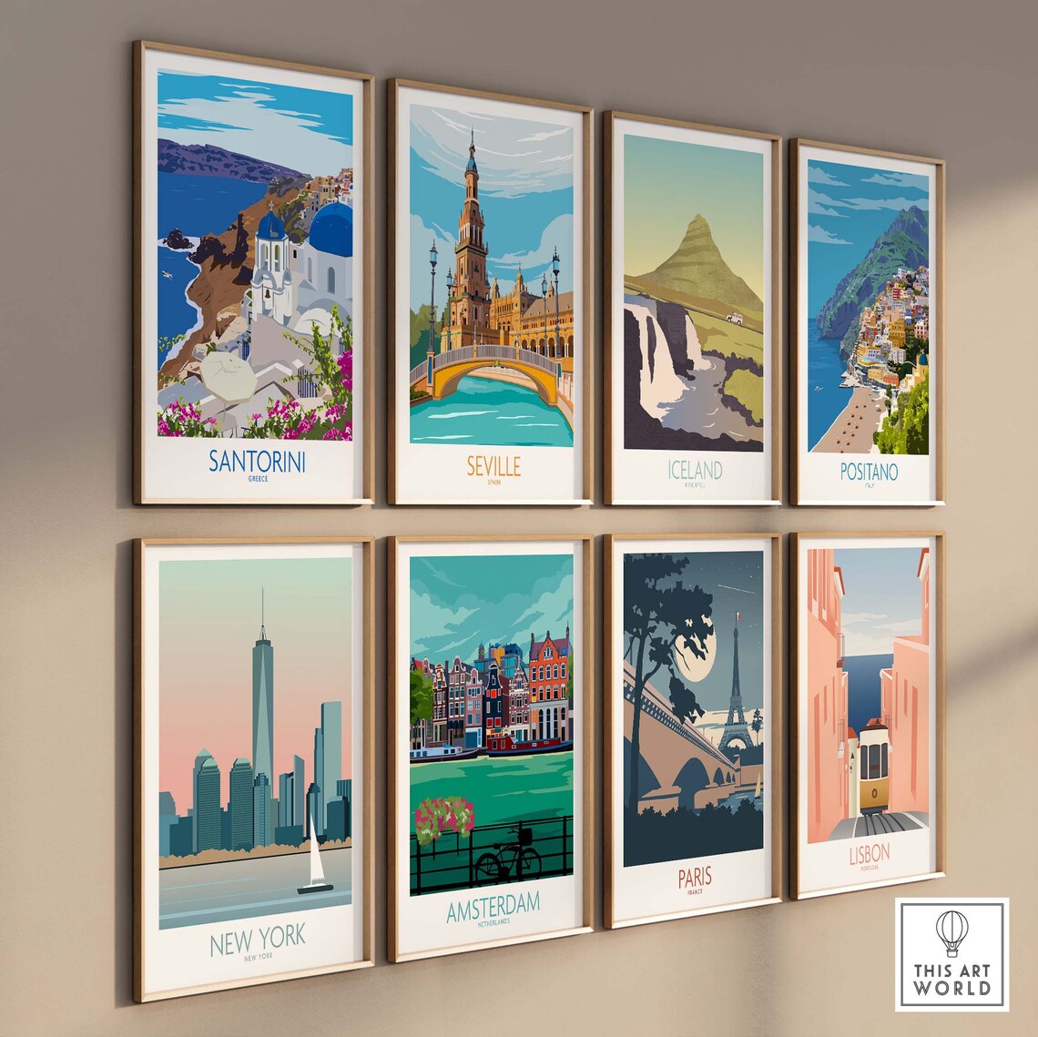 Santorini Greek Travel Poster, Greece Home Decor - Image 3