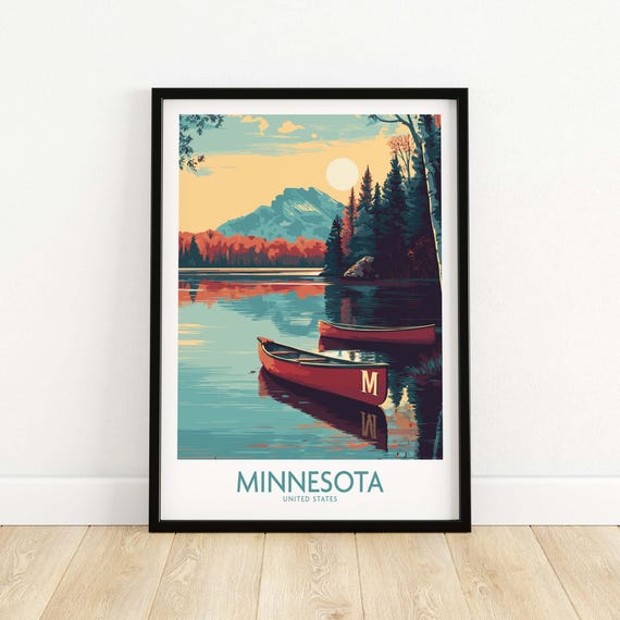 Minnesota Travel Print Wall Art Poster Artwork Home Decor Gift Lovers Illustration