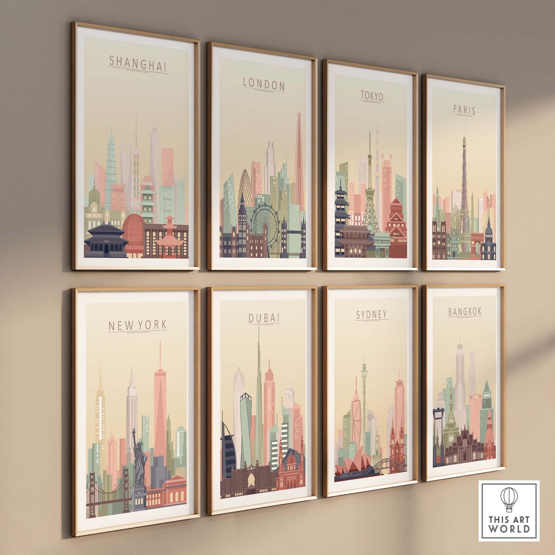 Shanghai Skyline Travel Poster, China City Wall Art - Image 3