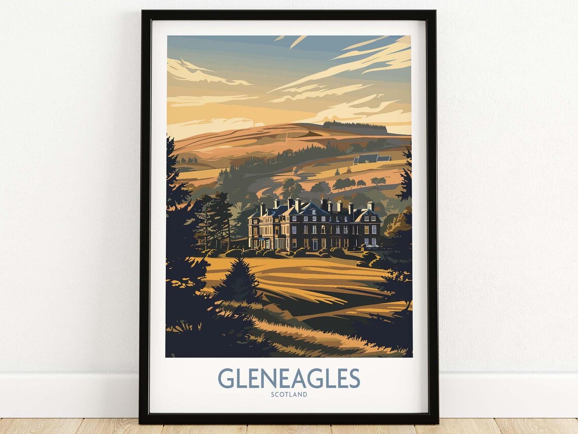 Gleneagles Scotland Vintage Golf Poster Print