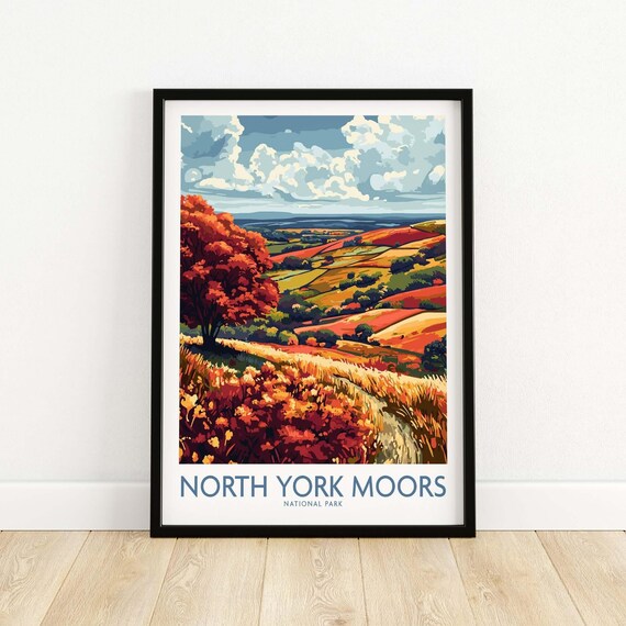 North York Moors Golden Moorland Autumn Painted Art Vibrant Poster
