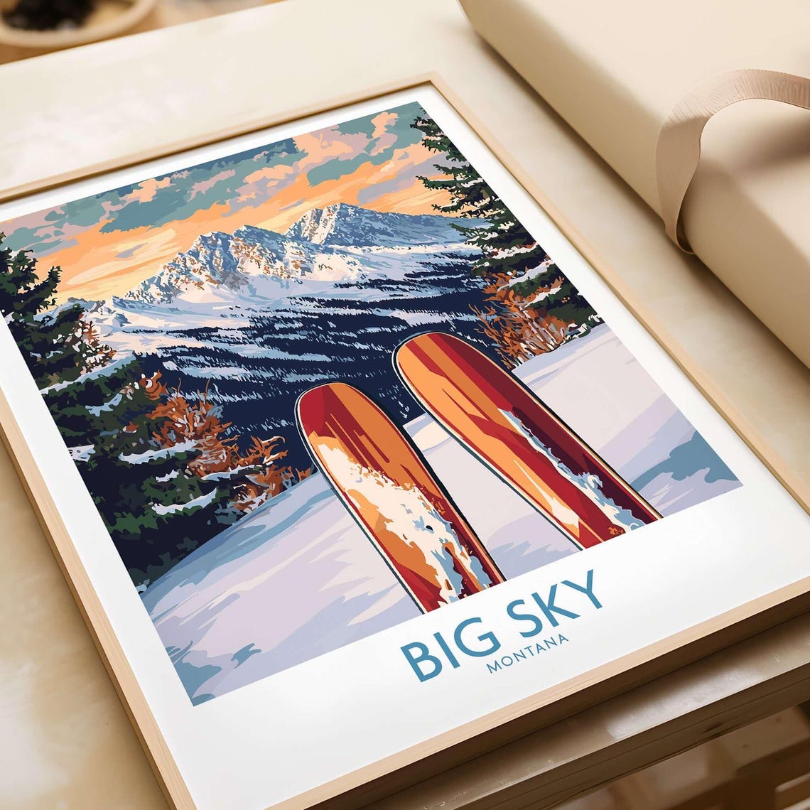 Big Sky Ski Poster, Mountain Cabin Decor