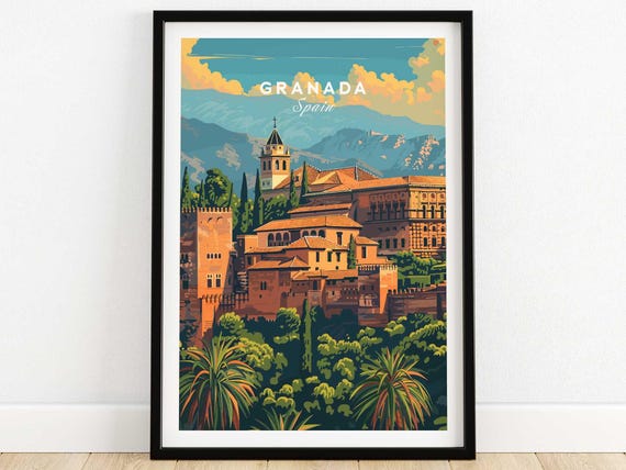 Granada Art Print Wall Travel Poster Home Decor Artwork Gift Illustration Lover