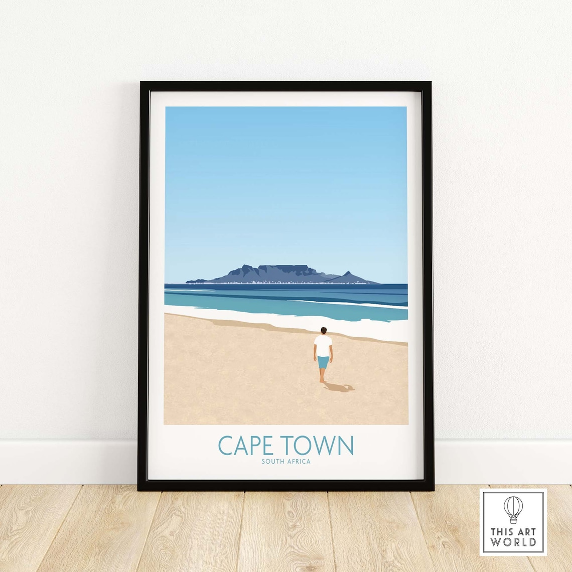 Cape Town South Africa Table Mountain Beach Illustration Travel Poster - Image 3
