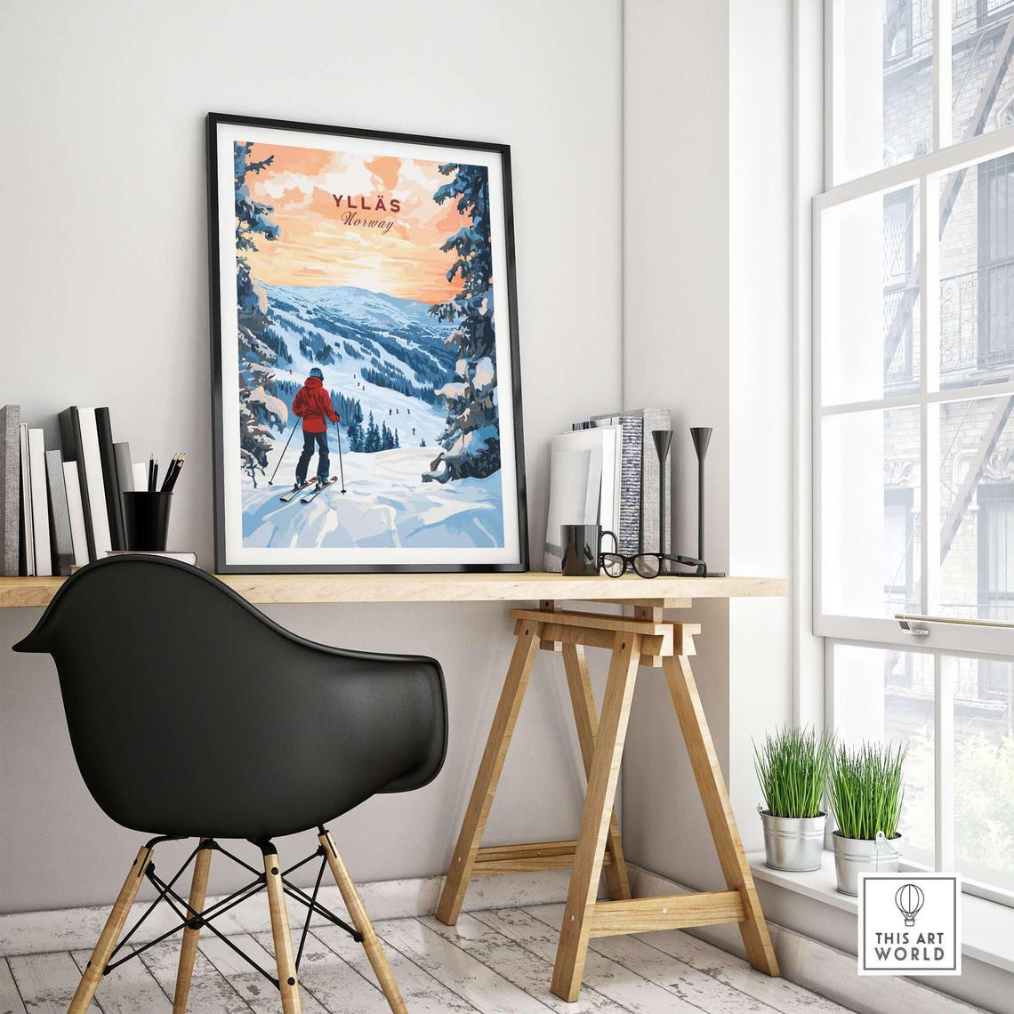 Ski Lodge Art Print, Norway Ski Room Decor - Image 4