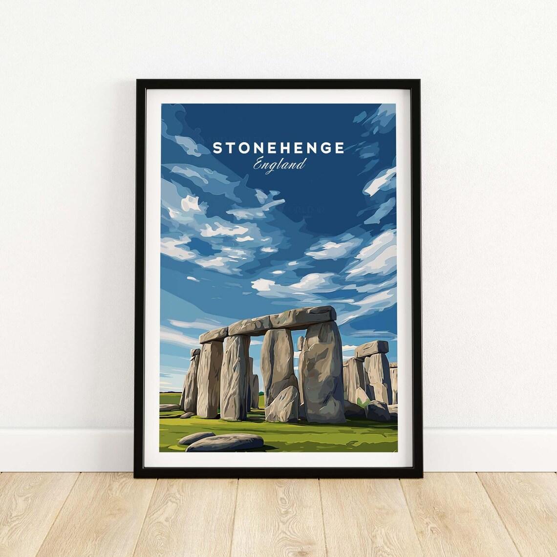 Stonehenge England Ancient Stone Circle Big Sky Illustration Poster
