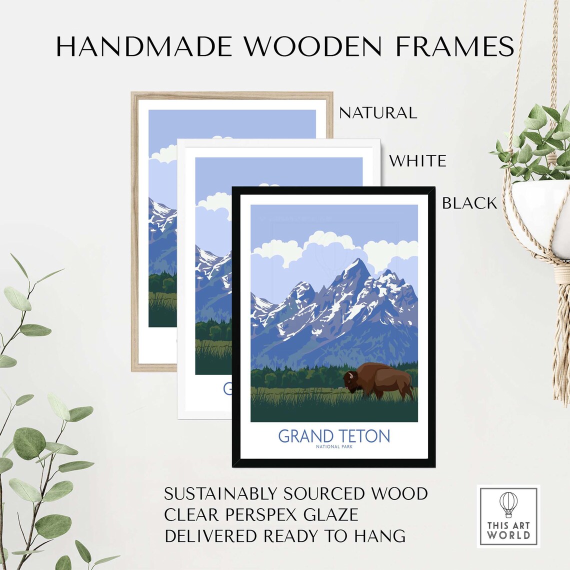 Grand Teton Poster Print, National Park Travel Art - Image 2