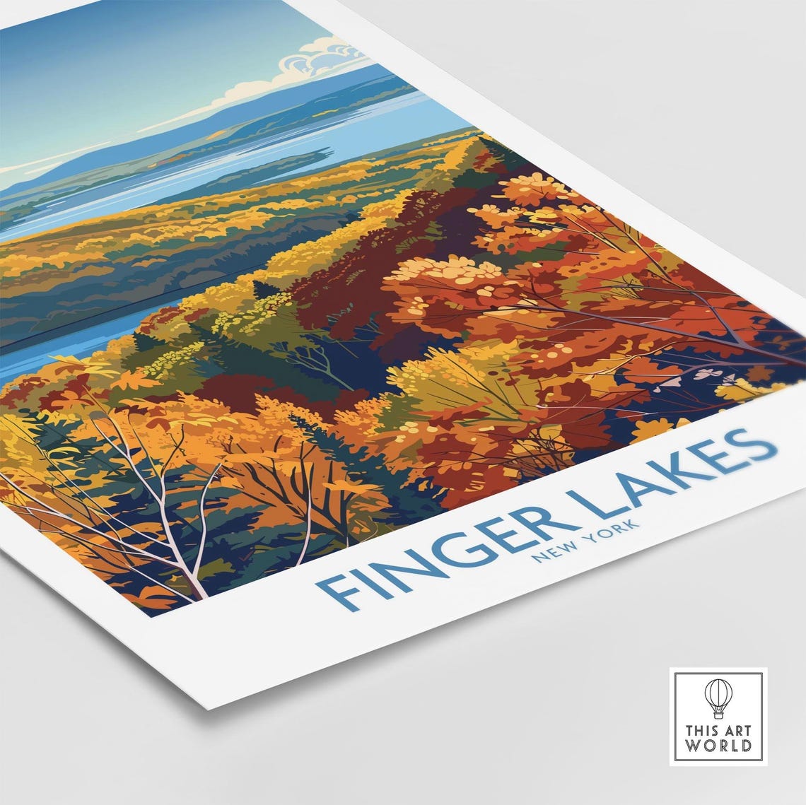 Finger Lakes New York Autumn Foliage Lake View Travel Poster - Image 4