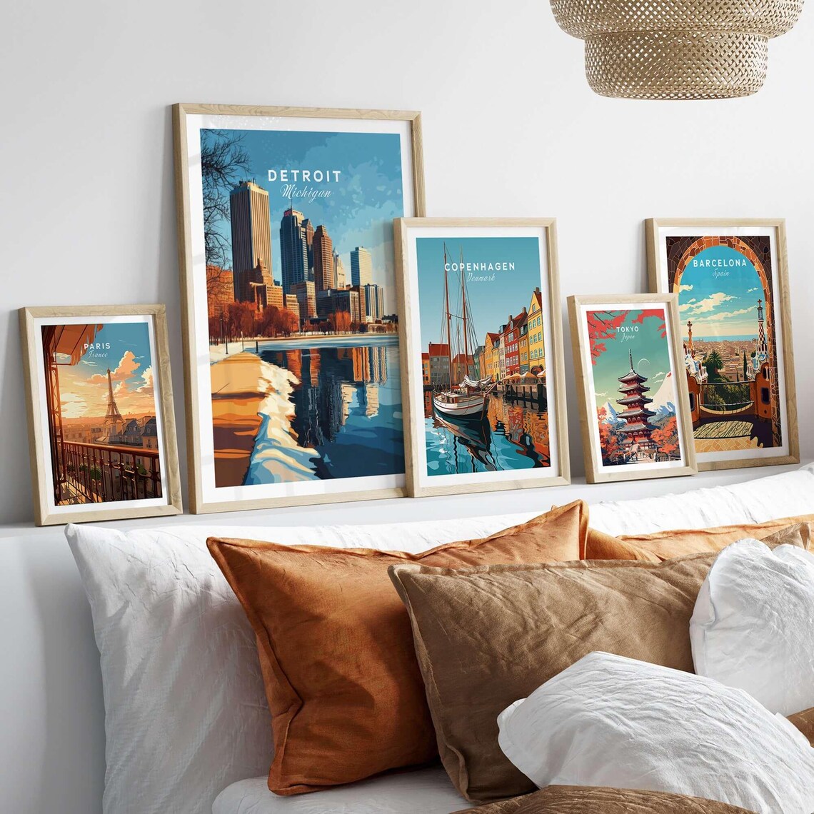 Detroit Michigan Golden Hour Winter Riverbank Travel Art Poster - Image 2