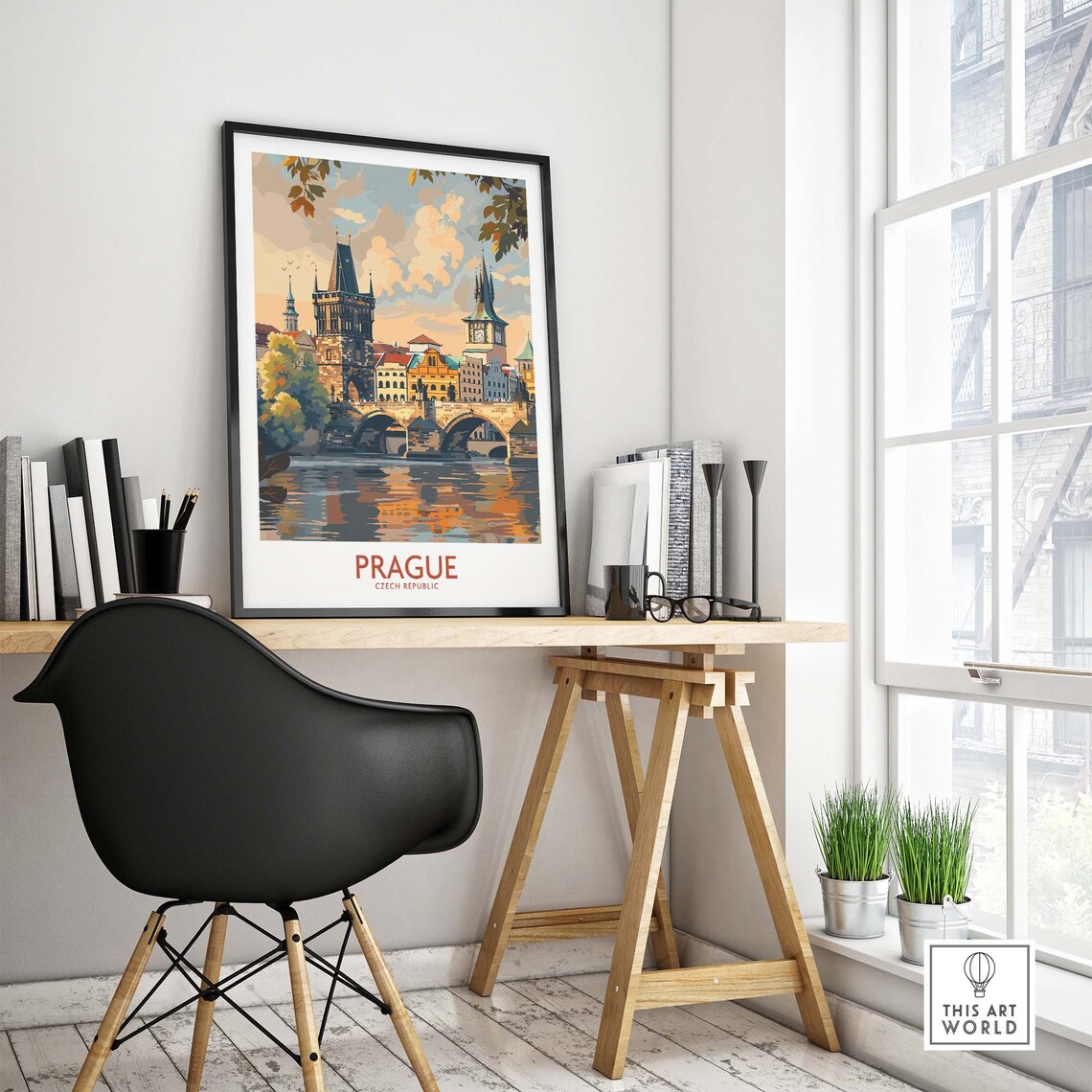 Prague Cityscape Travel Poster, Europe Wall Art - Image 4