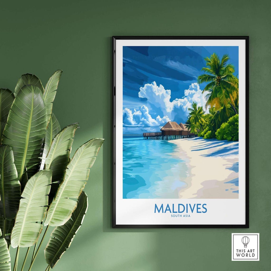 Maldives Tropical Beach Illustration, Wall Art Print - Image 2