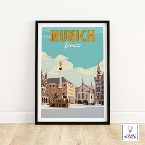 Munich Germany Travel Poster, German Wall Art