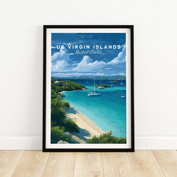 Virgin Islands Gift St John Beach Poster Caribbean Wall Art Print Coastal Home Decor Island Travel Hanging Vacation Accent