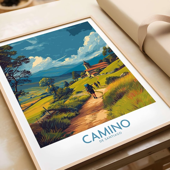 Camino De Santiago Vintage Hiking Trail Mountain Pilgrim Poster