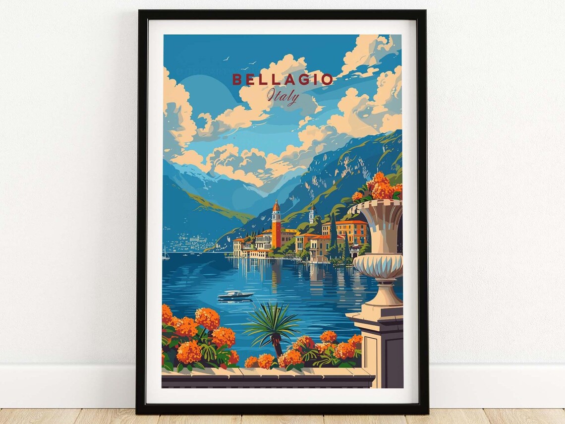 Bellagio Travel Poster, Lake Como Italy Travel Poster