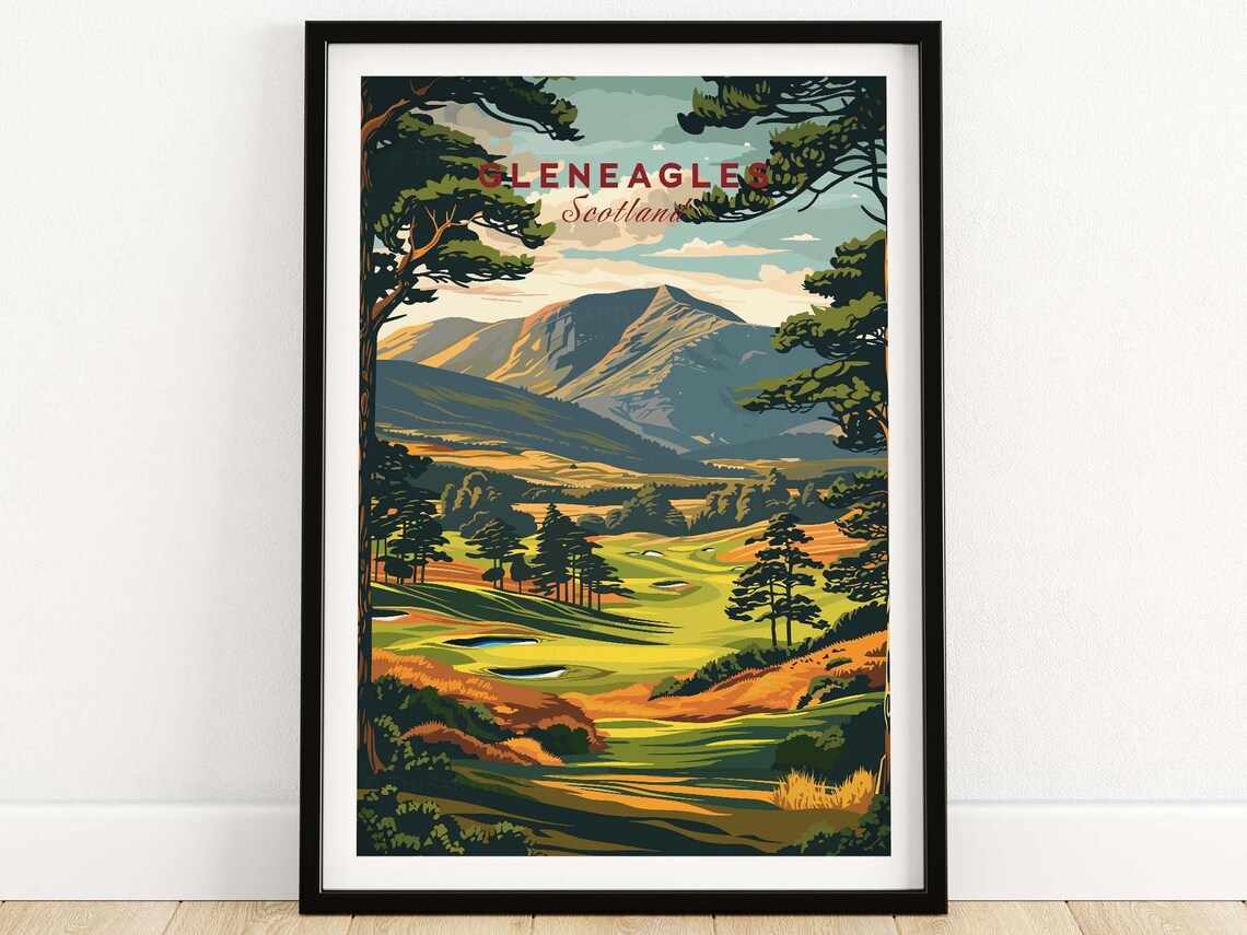 Gleneagles Scotland Golf Course Fairways Vintage Landscape Poster