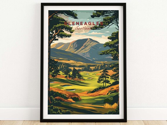Gleneagles Scotland Golf Course Fairways Vintage Landscape Poster