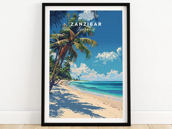 Zanzibar Print Tanzania Travel Poster Artwork Gift Home Decor Illustration Art Lover