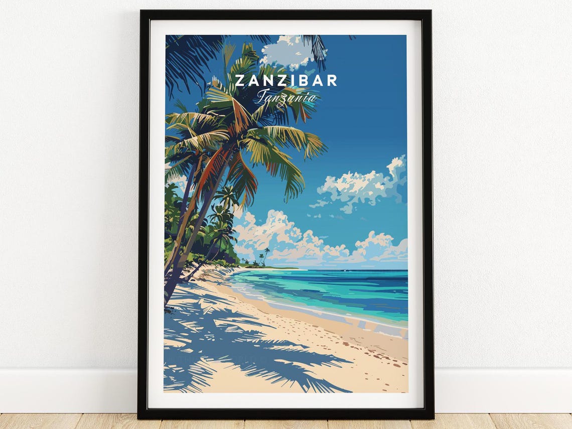 Zanzibar Print Tanzania Travel Poster Artwork Gift Home Decor Illustration Art Lover