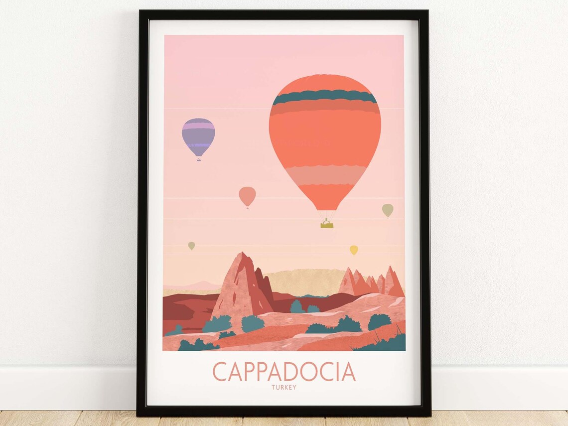Cappadocia Turkey Hot Air Balloons Fairy Chimneys Travel Poster