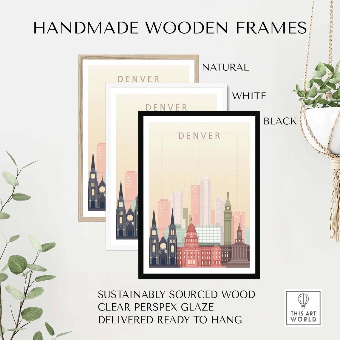 Denver Skyline Art Print, Colorado Travel Poster - Image 2