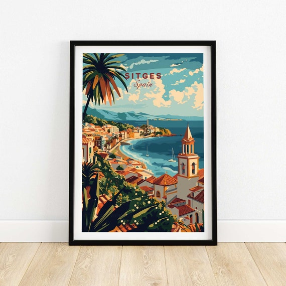 Sitges Wall Art Print Travel Poster Home Decor Artwork Gift Illustration Lover
