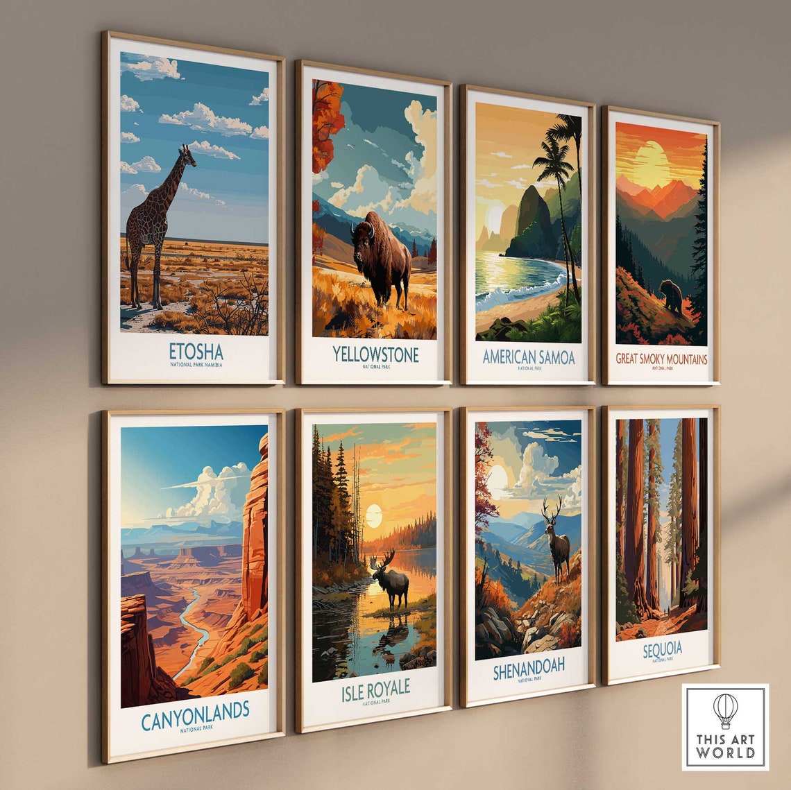 Etosha National Park Namibia Giraffe Savanna Vintage Travel Poster - Image 2