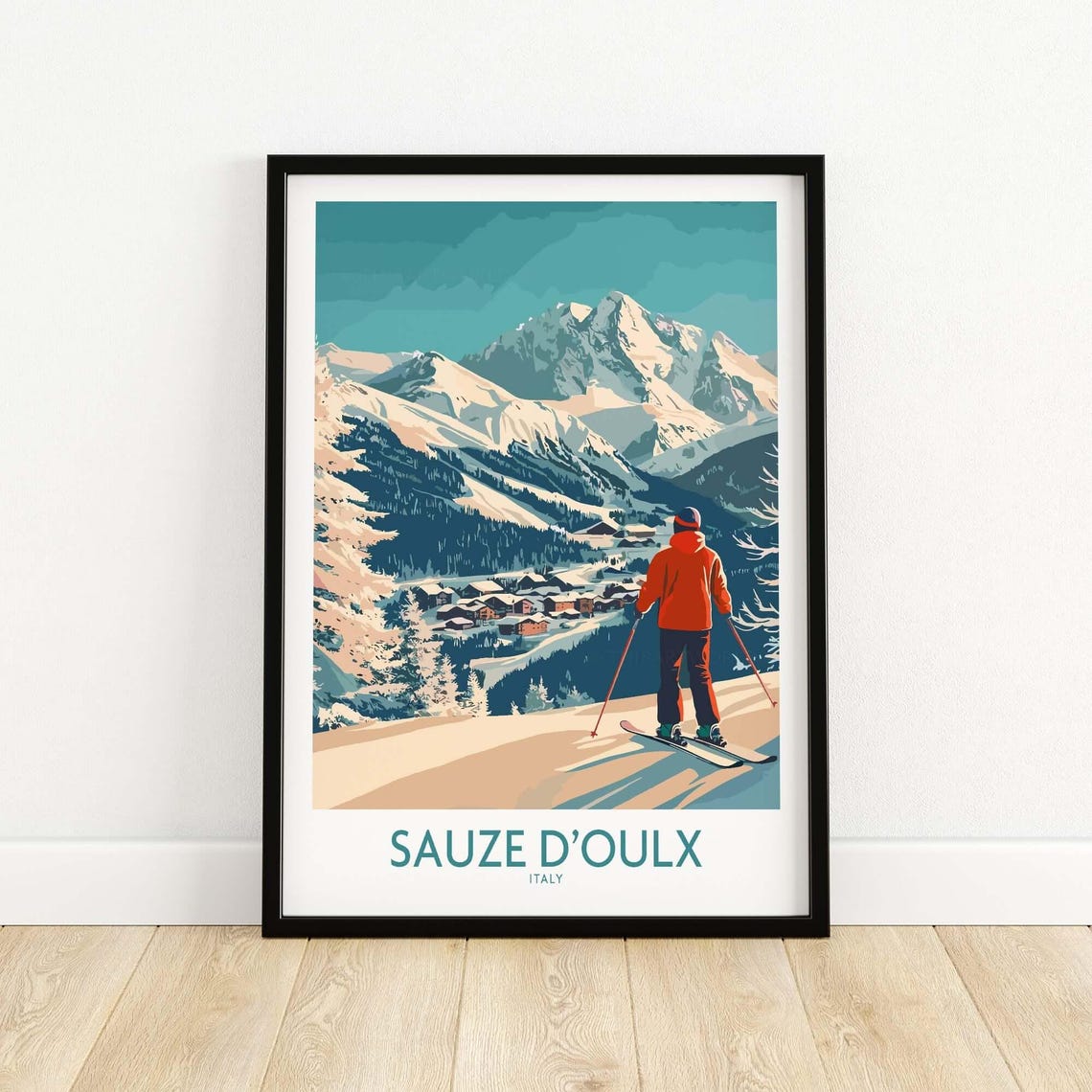 Sauze Doulx Ski Resort, Italy Winter Sports Art Print - Image 5