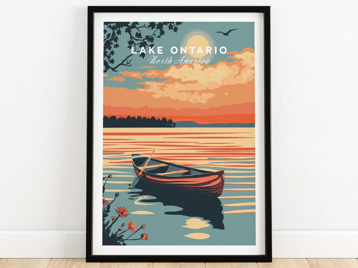 Lake Ontario Travel Poster, Lake and Shoreline